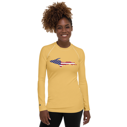 Michigan Upper Peninsula Rash Guard (w/ UP USA Flag) | Women's - Citrine