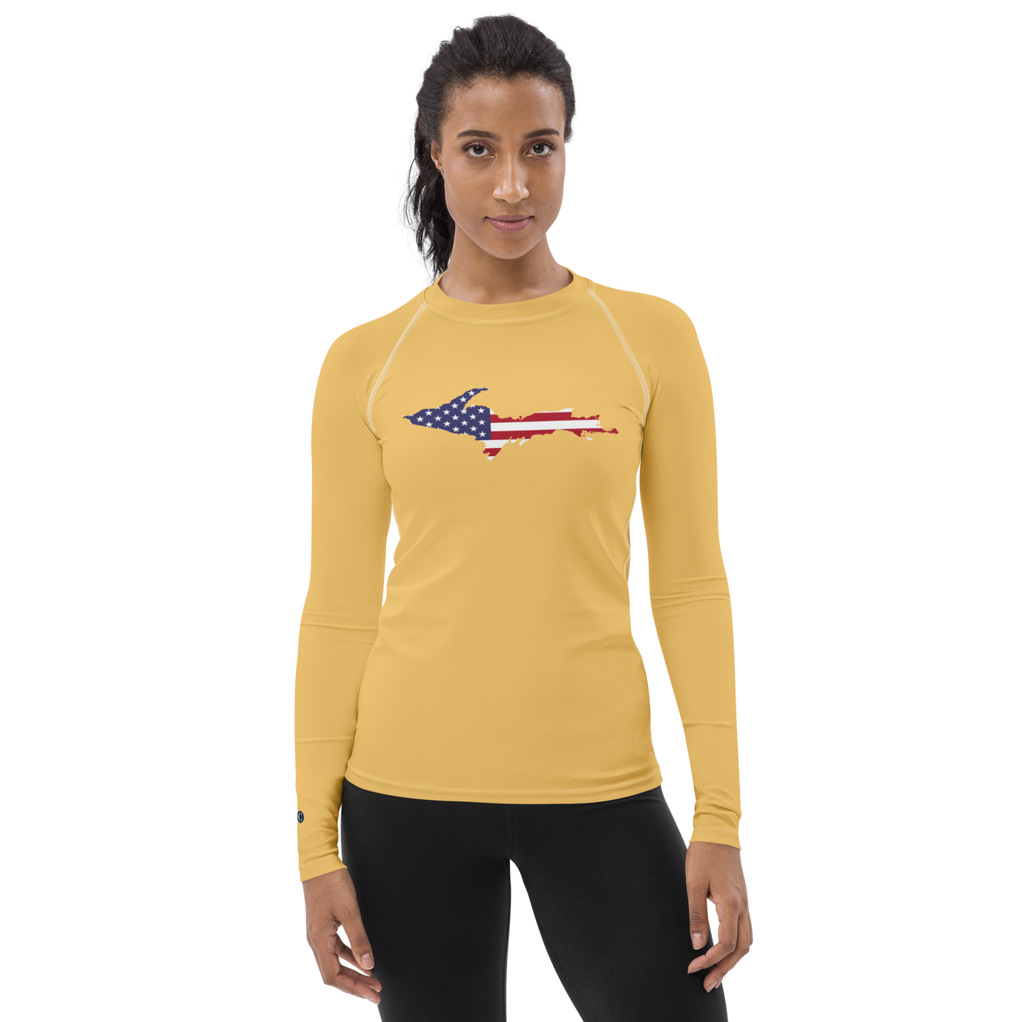 Michigan Upper Peninsula Rash Guard (w/ UP USA Flag) | Women's - Citrine