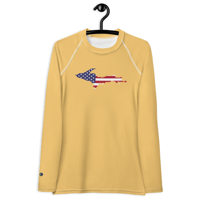 Michigan Upper Peninsula Rash Guard (w/ UP USA Flag) | Women's - Citrine