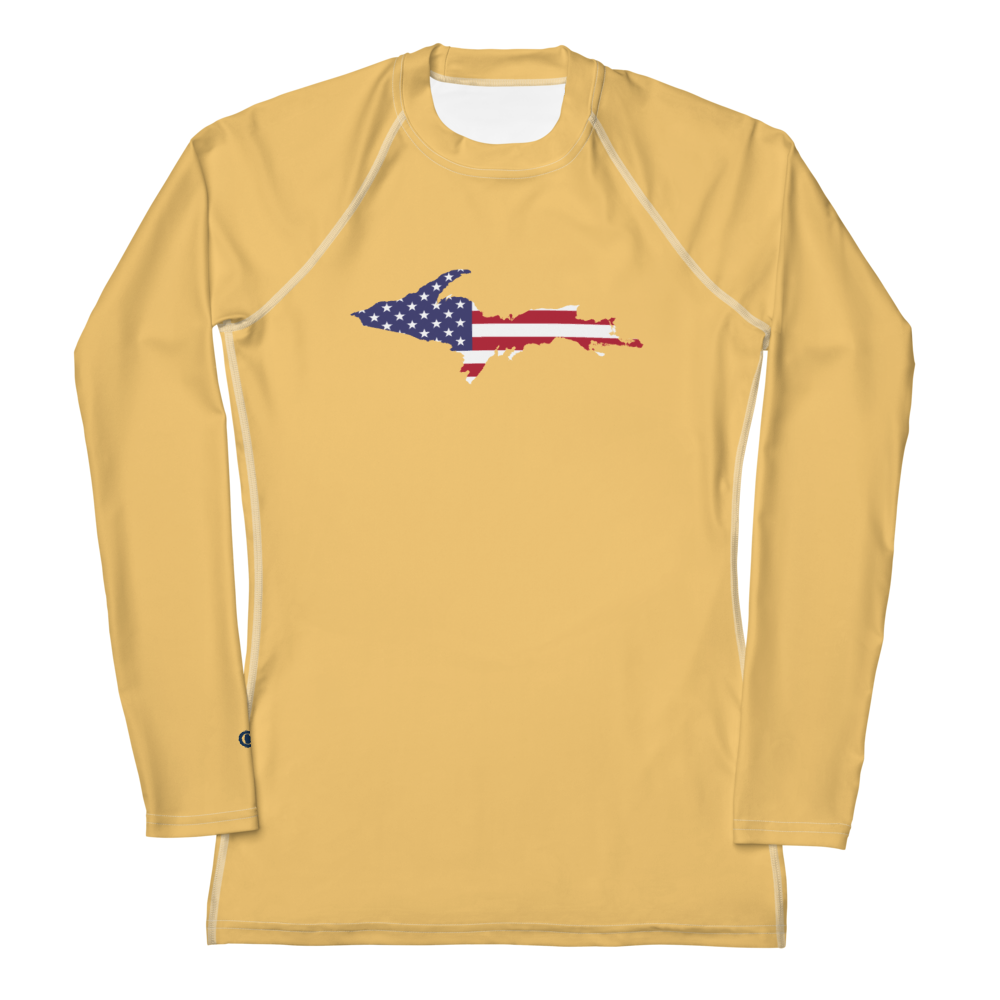 Michigan Upper Peninsula Rash Guard (w/ UP USA Flag) | Women's - Citrine