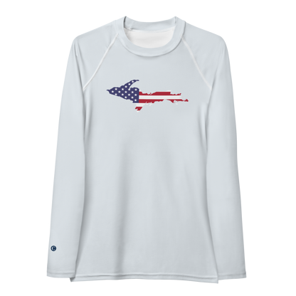 Michigan Upper Peninsula Rash Guard (w/ UP USA Flag) | Women's - Gossy White