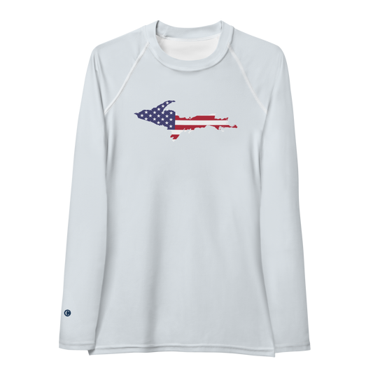 Michigan Upper Peninsula Rash Guard (w/ UP USA Flag) | Women's - Gossy White