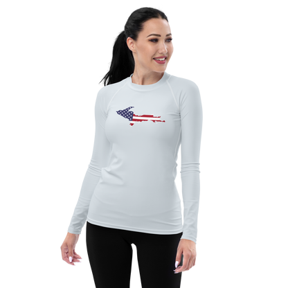 Michigan Upper Peninsula Rash Guard (w/ UP USA Flag) | Women's - Gossy White