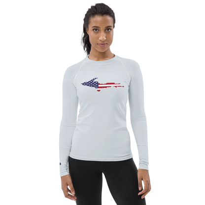 Michigan Upper Peninsula Rash Guard (w/ UP USA Flag) | Women's - Gossy White