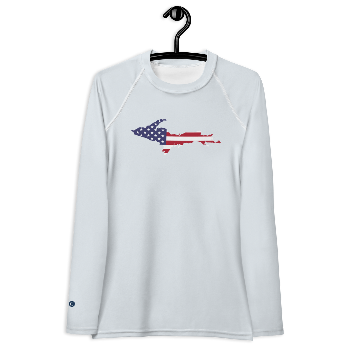 Michigan Upper Peninsula Rash Guard (w/ UP USA Flag) | Women's - Gossy White