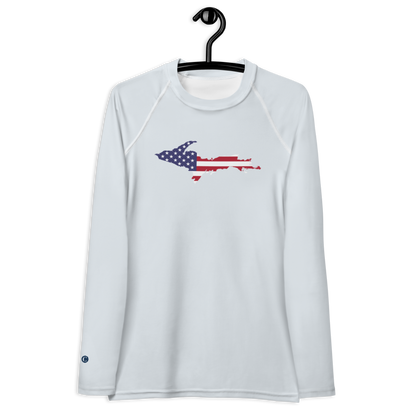 Michigan Upper Peninsula Rash Guard (w/ UP USA Flag) | Women's - Gossy White