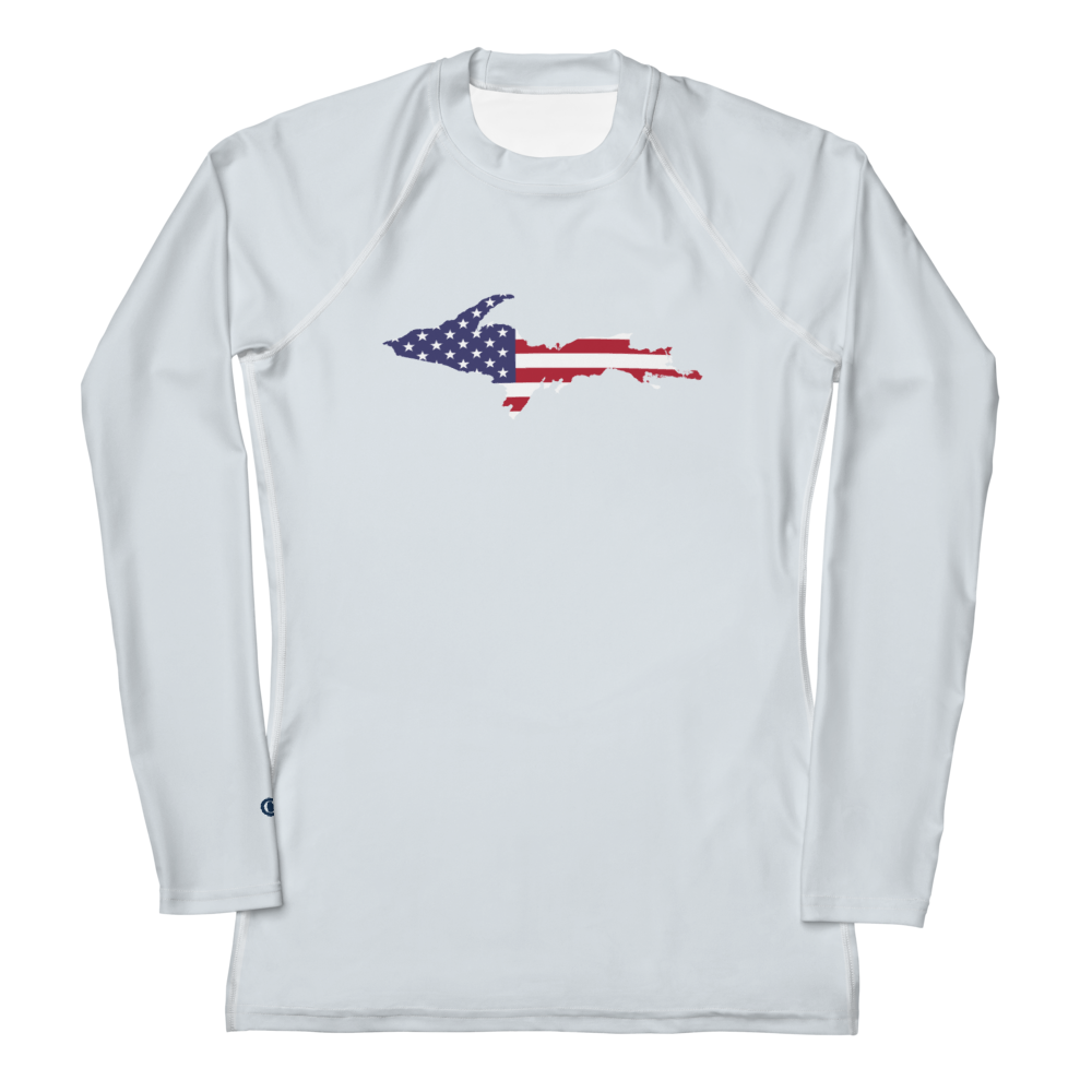 Michigan Upper Peninsula Rash Guard (w/ UP USA Flag) | Women's - Gossy White