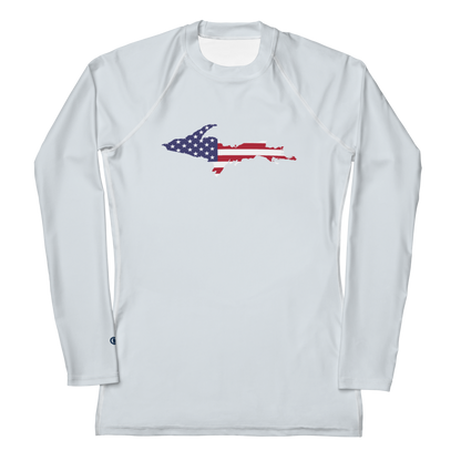 Michigan Upper Peninsula Rash Guard (w/ UP USA Flag) | Women's - Gossy White