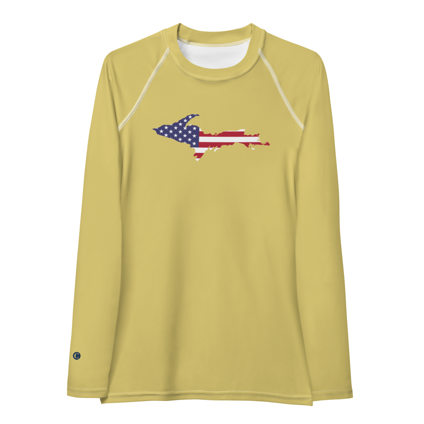 Michigan Upper Peninsula Rash Guard (w/ UP USA Flag) | Women's - Plum Yellow