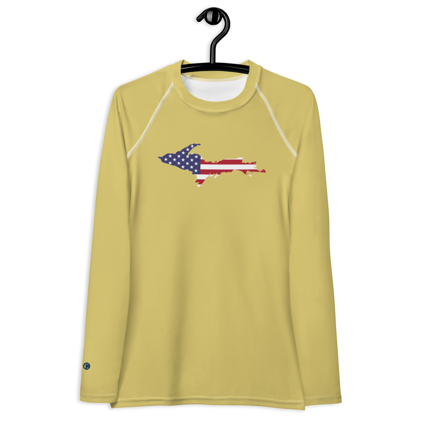 Michigan Upper Peninsula Rash Guard (w/ UP USA Flag) | Women's - Plum Yellow