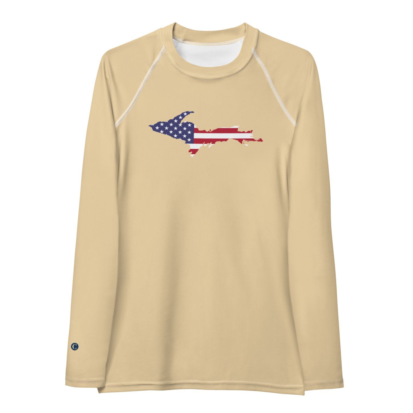 Michigan Upper Peninsula Rash Guard (w/ UP USA Flag) | Women's - Maple Color