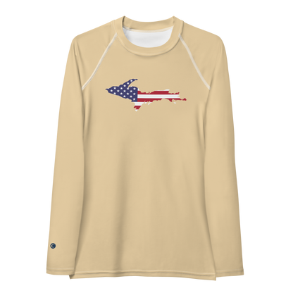 Michigan Upper Peninsula Rash Guard (w/ UP USA Flag) | Women's - Maple Color