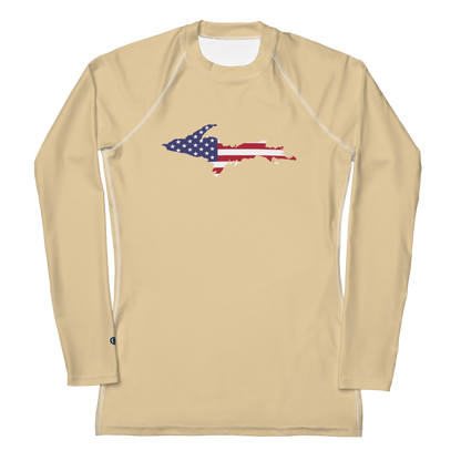 Michigan Upper Peninsula Rash Guard (w/ UP USA Flag) | Women's - Maple Color