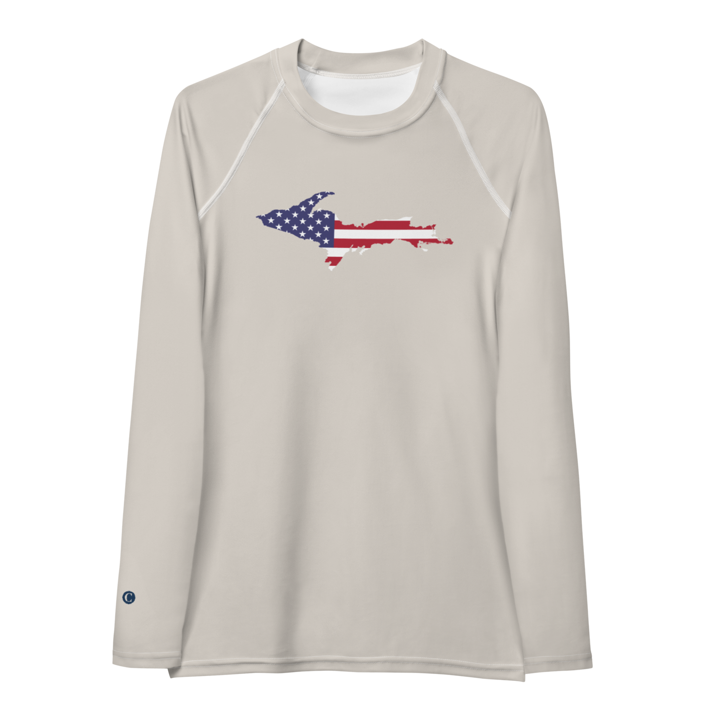 Michigan Upper Peninsula Rash Guard (w/ UP USA Flag) | Women's - Canvas Color