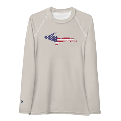 Michigan Upper Peninsula Rash Guard (w/ UP USA Flag) | Women's - Canvas Color