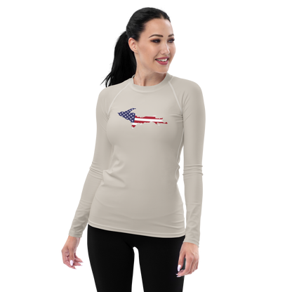 Michigan Upper Peninsula Rash Guard (w/ UP USA Flag) | Women's - Canvas Color