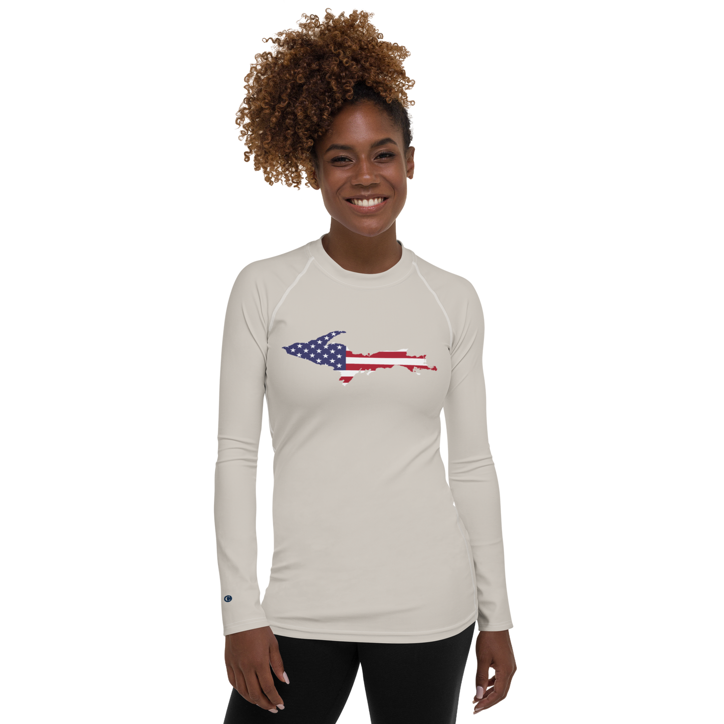 Michigan Upper Peninsula Rash Guard (w/ UP USA Flag) | Women's - Canvas Color