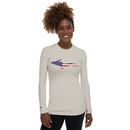 Michigan Upper Peninsula Rash Guard (w/ UP USA Flag) | Women's - Canvas Color