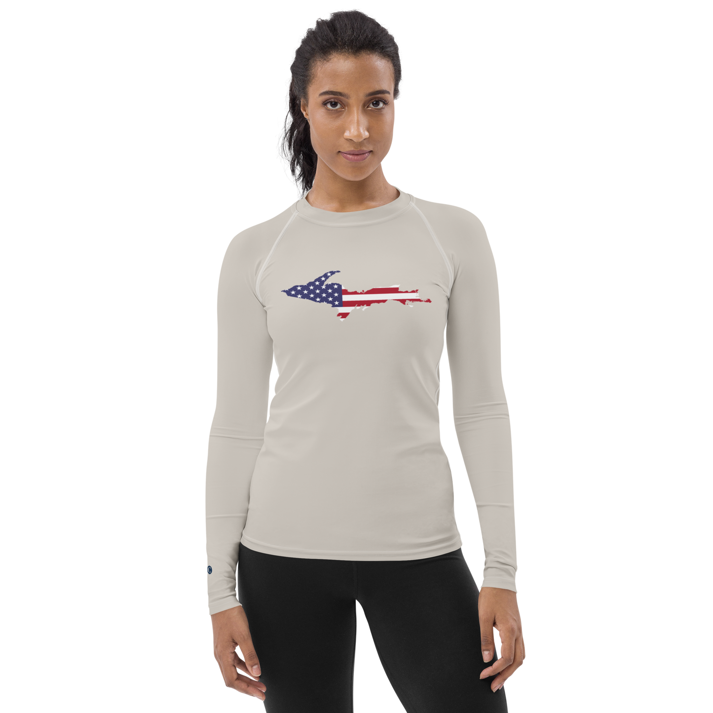 Michigan Upper Peninsula Rash Guard (w/ UP USA Flag) | Women's - Canvas Color