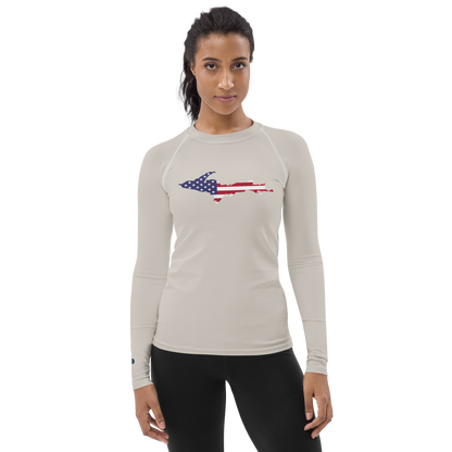 Michigan Upper Peninsula Rash Guard (w/ UP USA Flag) | Women's - Canvas Color