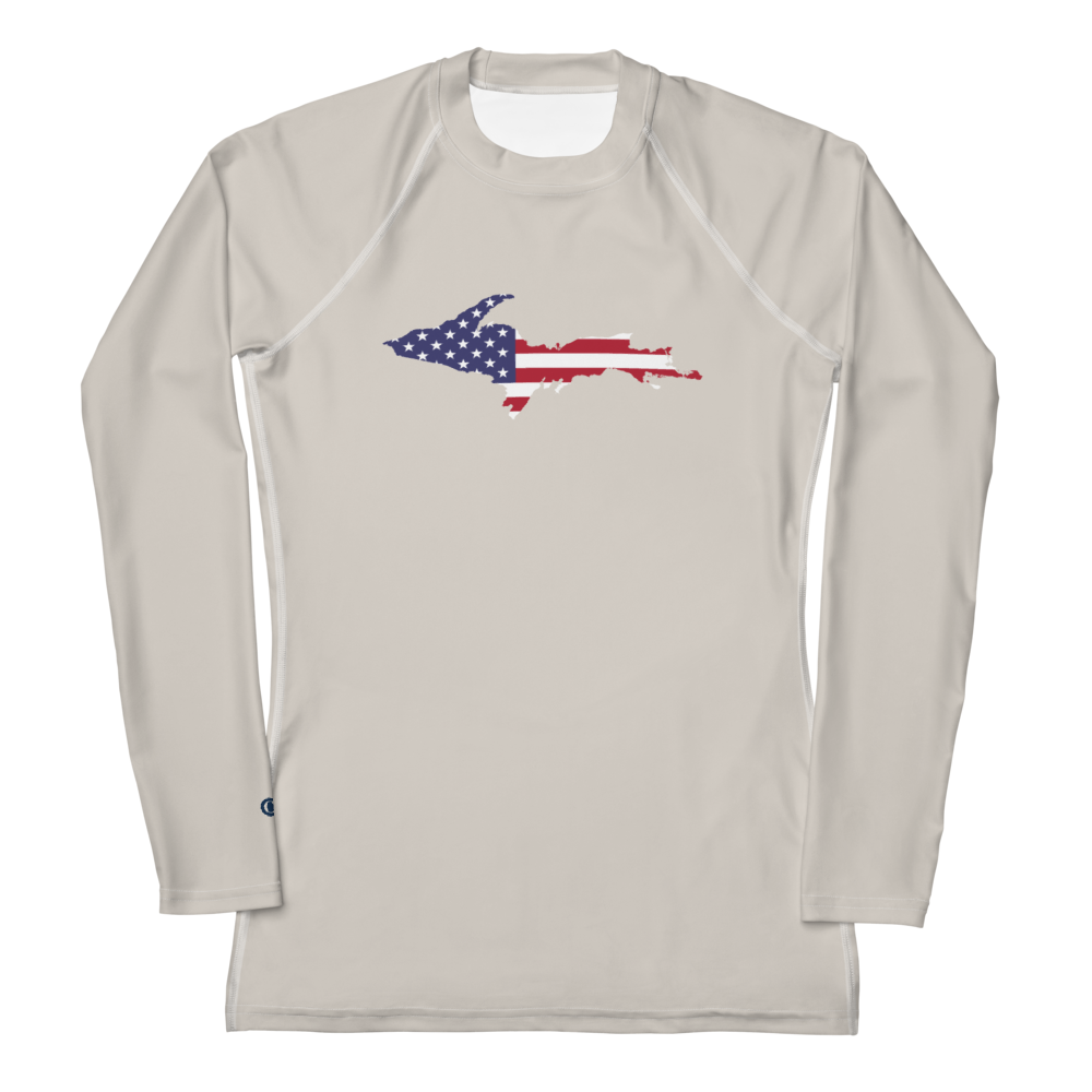 Michigan Upper Peninsula Rash Guard (w/ UP USA Flag) | Women's - Canvas Color