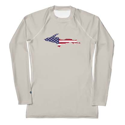 Michigan Upper Peninsula Rash Guard (w/ UP USA Flag) | Women's - Canvas Color