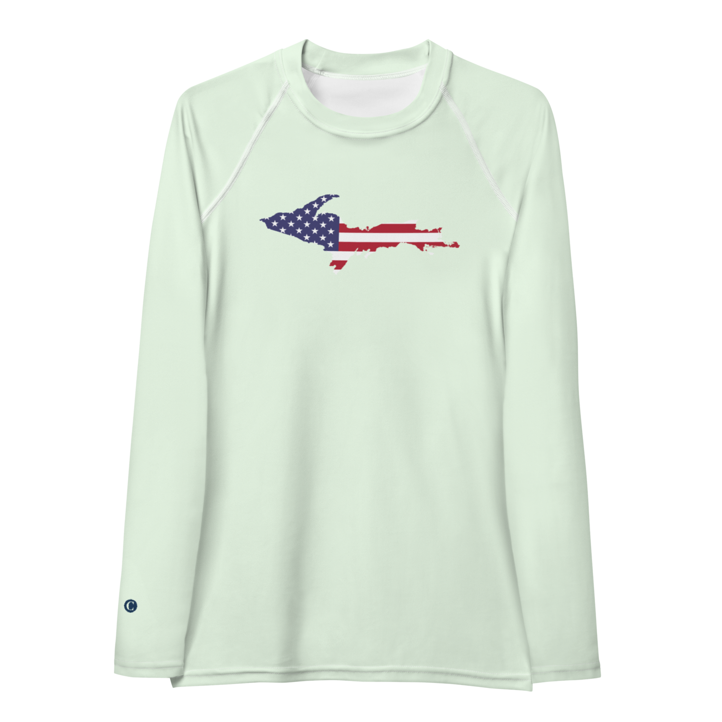 Michigan Upper Peninsula Rash Guard (w/ UP USA Flag) | Women's - Dew Green