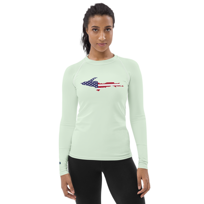 Michigan Upper Peninsula Rash Guard (w/ UP USA Flag) | Women's - Dew Green