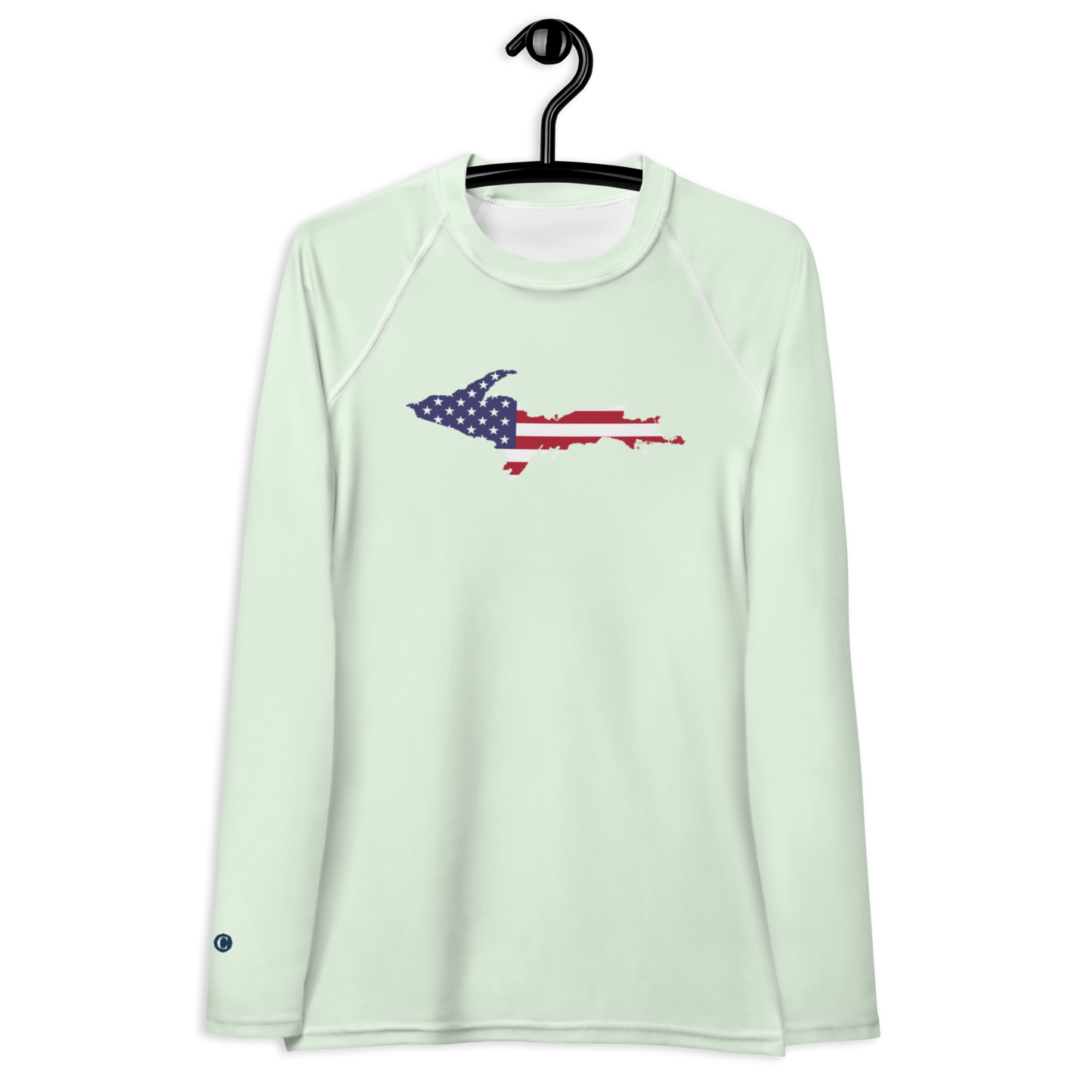 Michigan Upper Peninsula Rash Guard (w/ UP USA Flag) | Women's - Dew Green