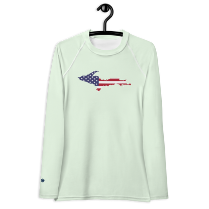 Michigan Upper Peninsula Rash Guard (w/ UP USA Flag) | Women's - Dew Green