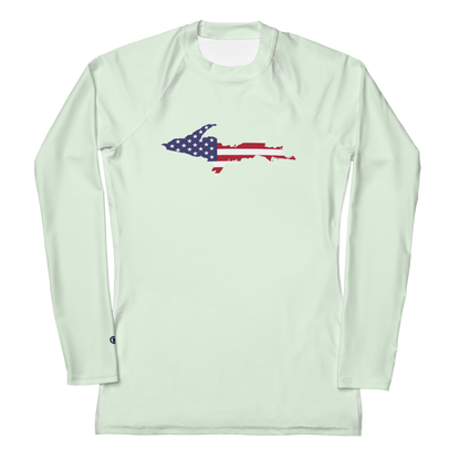 Michigan Upper Peninsula Rash Guard (w/ UP USA Flag) | Women's - Dew Green