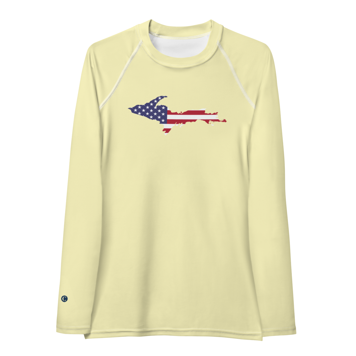 Michigan Upper Peninsula Rash Guard (w/ UP USA Flag) | Women's - Canary Yellow