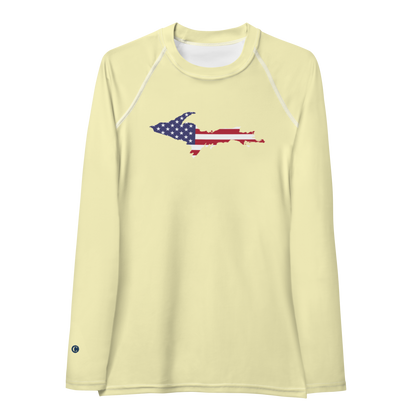 Michigan Upper Peninsula Rash Guard (w/ UP USA Flag) | Women's - Canary Yellow