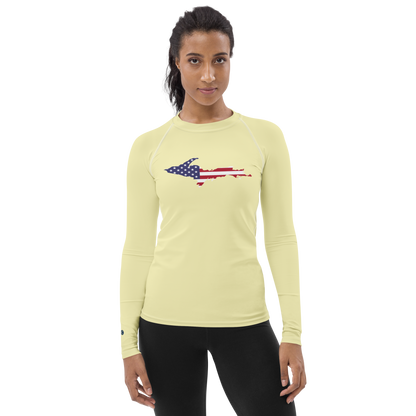 Michigan Upper Peninsula Rash Guard (w/ UP USA Flag) | Women's - Canary Yellow