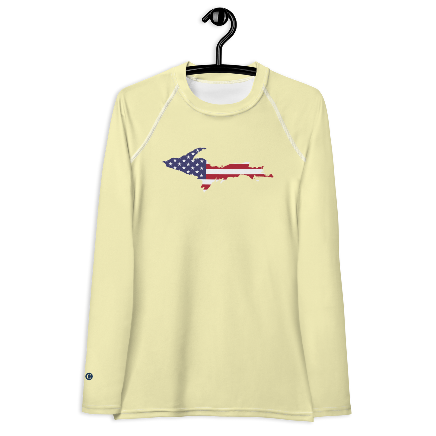 Michigan Upper Peninsula Rash Guard (w/ UP USA Flag) | Women's - Canary Yellow