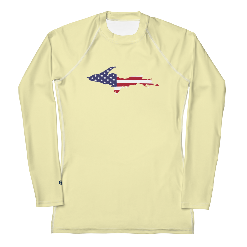 Michigan Upper Peninsula Rash Guard (w/ UP USA Flag) | Women's - Canary Yellow