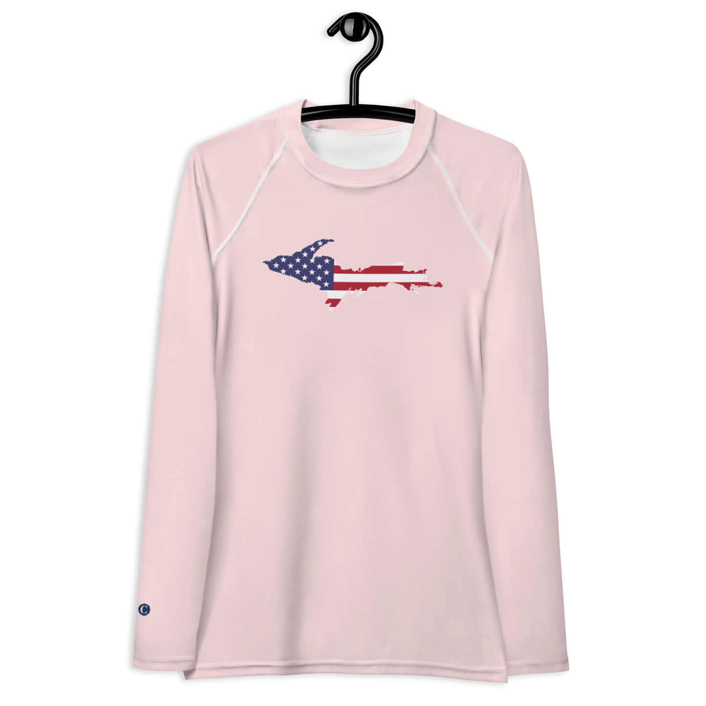 Michigan Upper Peninsula Rash Guard (w/ UP USA Flag) | Women's - Pale Pink