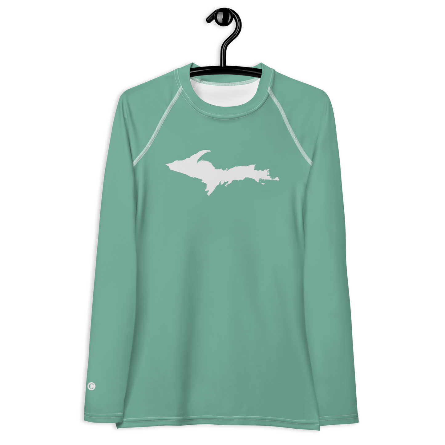 Michigan Upper Peninsula Rash Guard (w/ UP Outline) | Women's - Metallic Mint Green