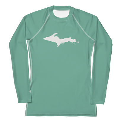 Michigan Upper Peninsula Rash Guard (w/ UP Outline) | Women's - Metallic Mint Green