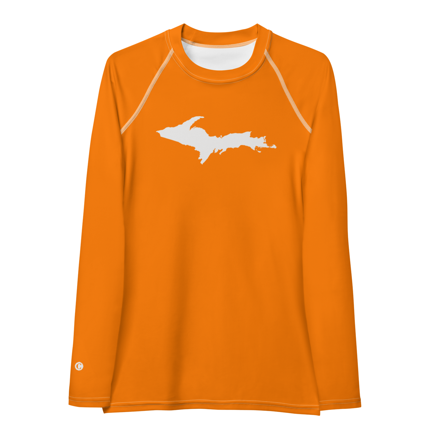 Michigan Upper Peninsula Rash Guard (w/ UP Outline) | Women's - Safety Orange