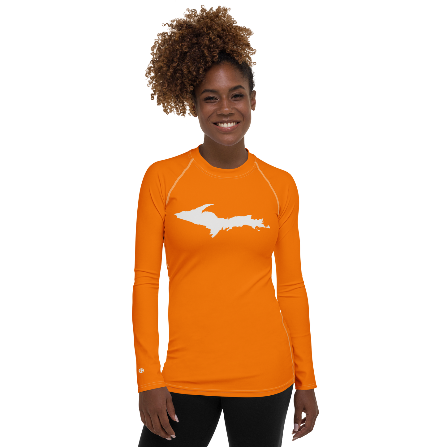 Michigan Upper Peninsula Rash Guard (w/ UP Outline) | Women's - Safety Orange