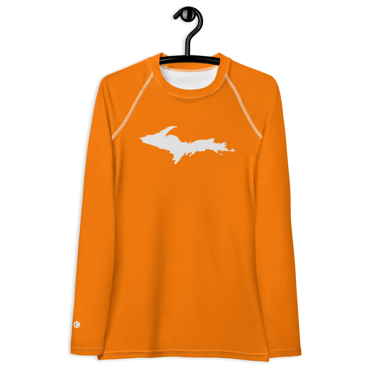 Michigan Upper Peninsula Rash Guard (w/ UP Outline) | Women's - Safety Orange