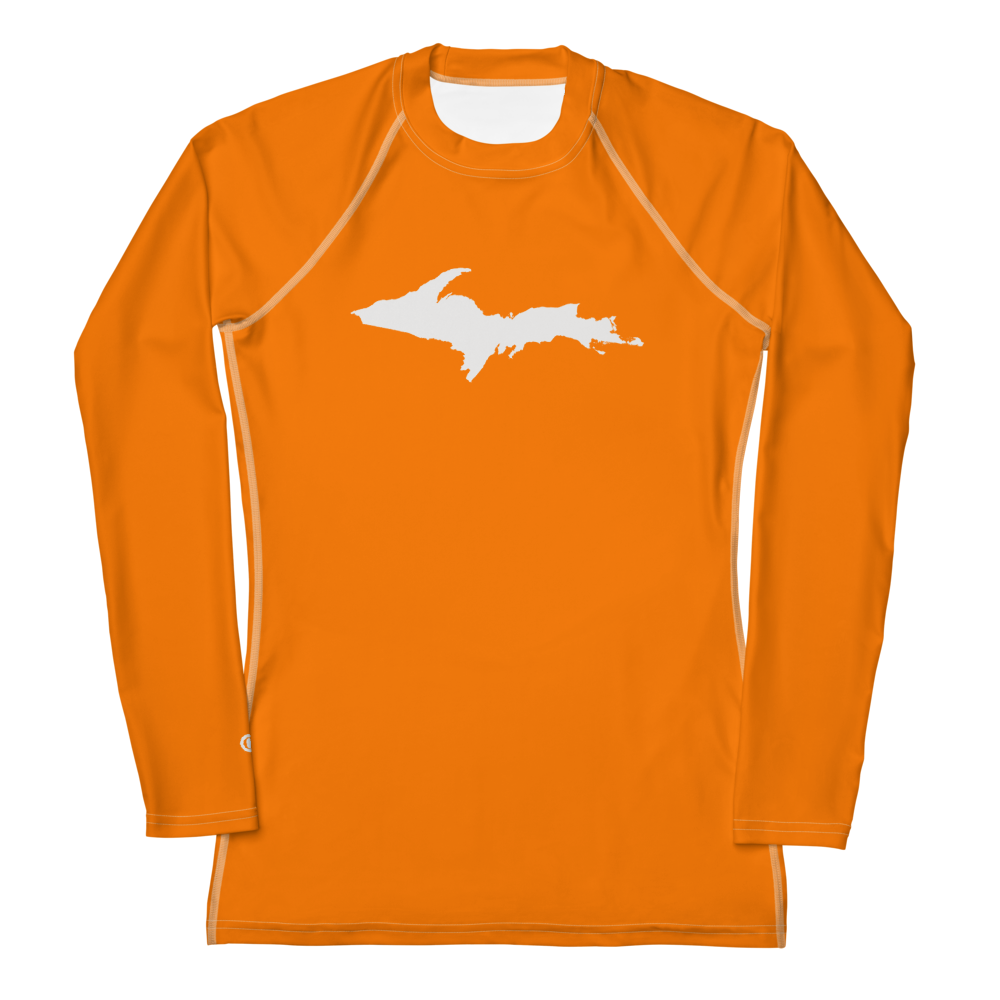 Michigan Upper Peninsula Rash Guard (w/ UP Outline) | Women's - Safety Orange