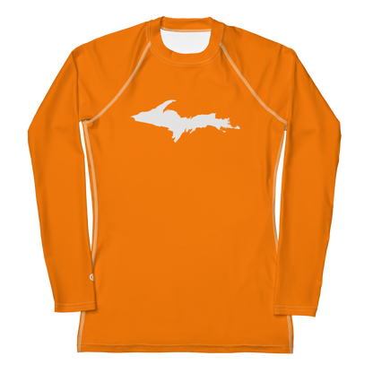 Michigan Upper Peninsula Rash Guard (w/ UP Outline) | Women's - Safety Orange