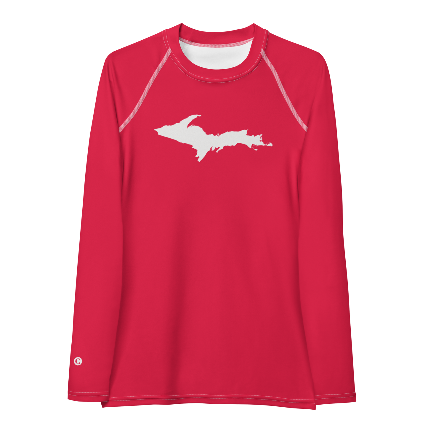 Michigan Upper Peninsula Rash Guard (w/ UP Outline) | Women's - Lighthouse Red