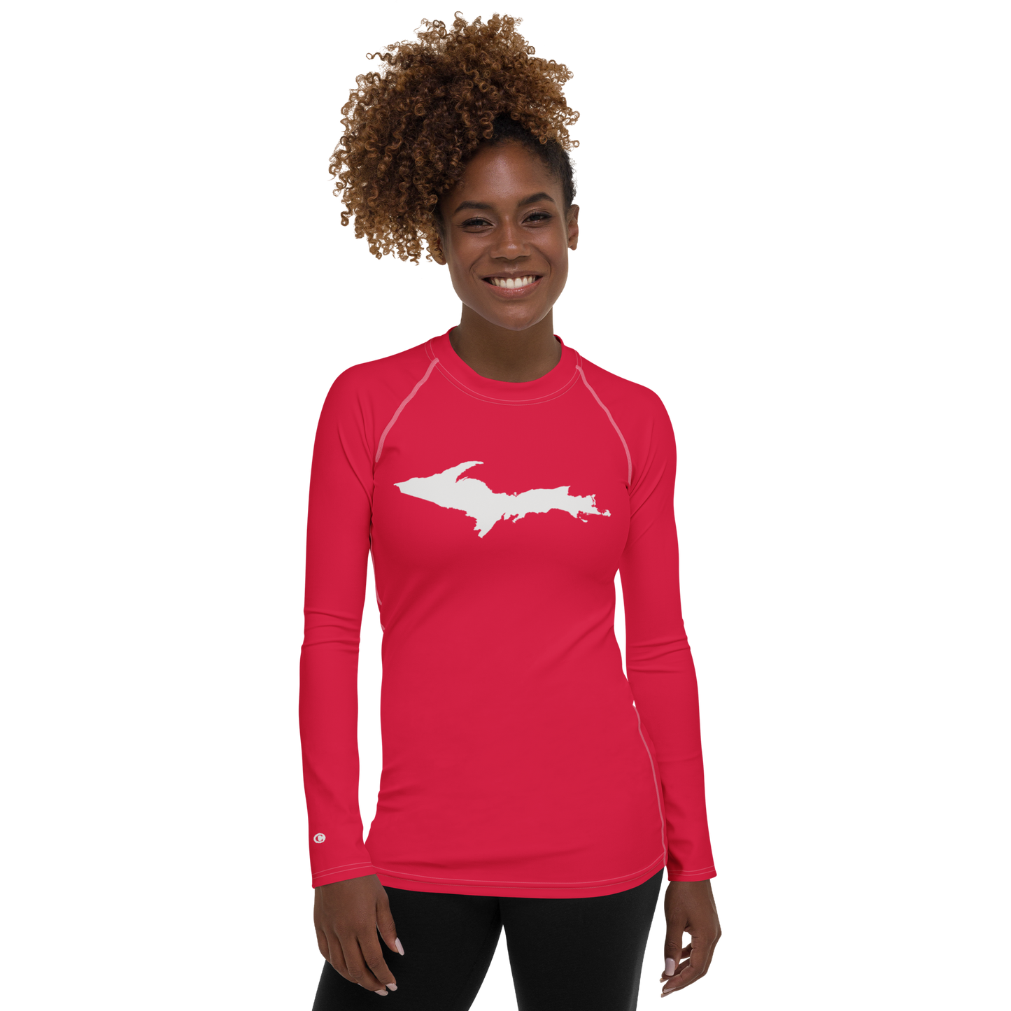 Michigan Upper Peninsula Rash Guard (w/ UP Outline) | Women's - Lighthouse Red