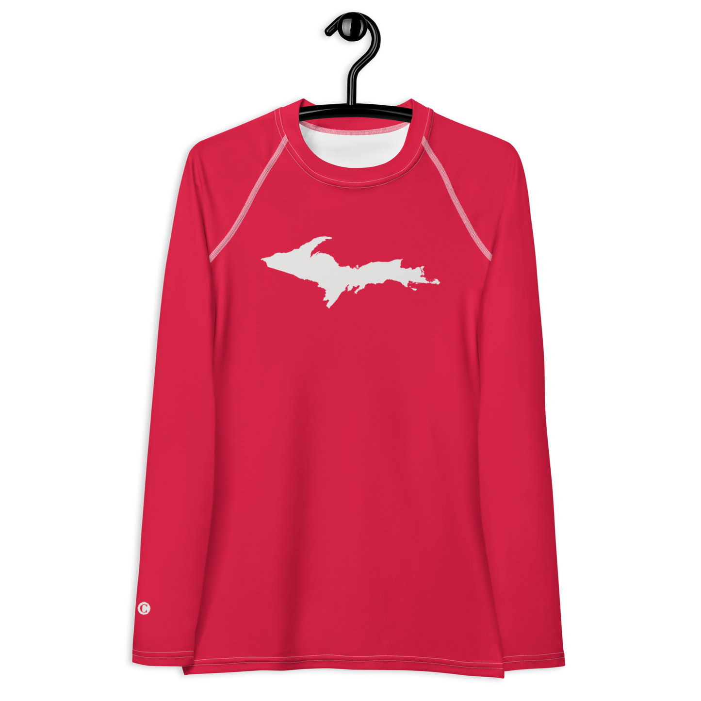 Michigan Upper Peninsula Rash Guard (w/ UP Outline) | Women's - Lighthouse Red