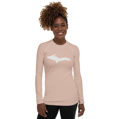 Michigan Upper Peninsula Rash Guard (w/ UP Outline) | Women's - Rose Gold