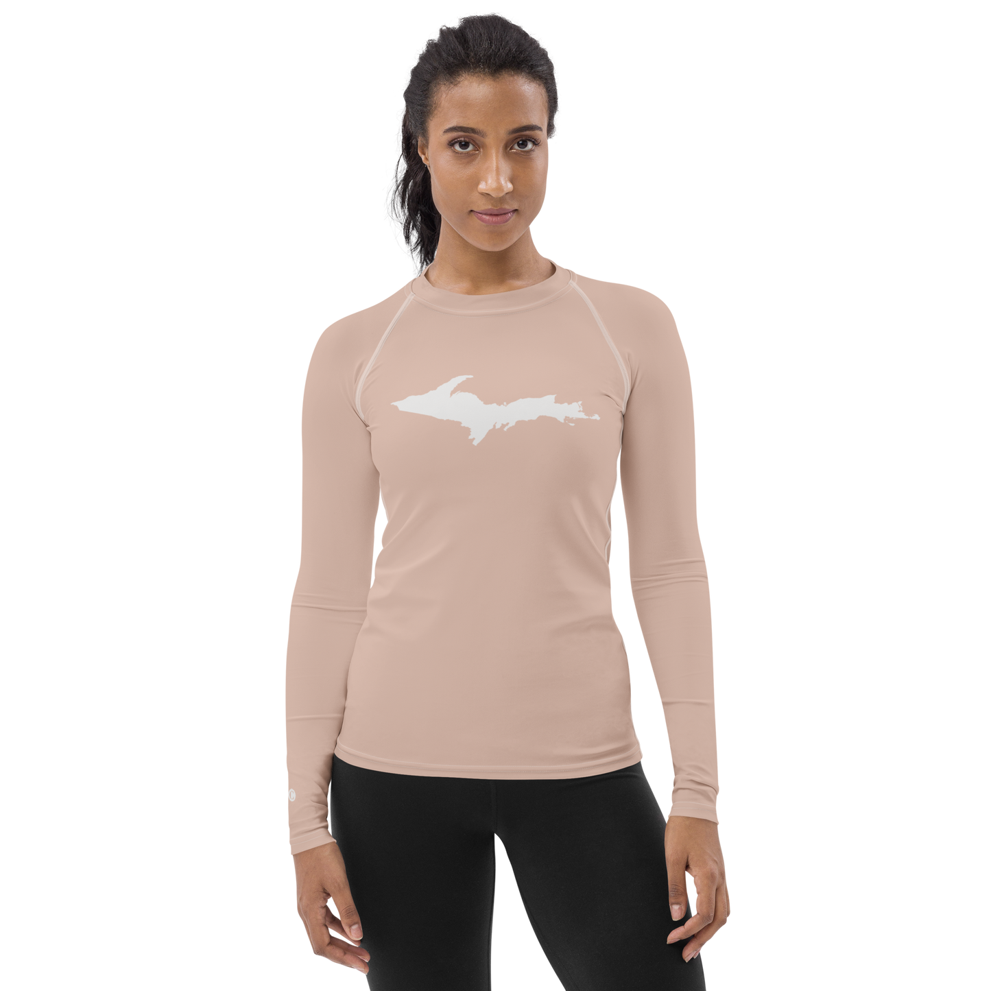 Michigan Upper Peninsula Rash Guard (w/ UP Outline) | Women's - Rose Gold