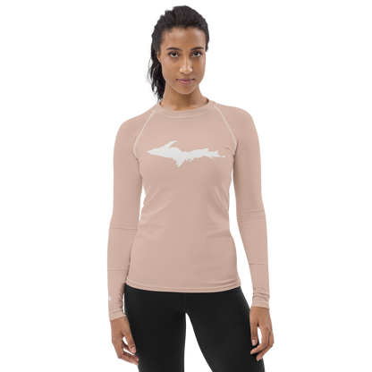 Michigan Upper Peninsula Rash Guard (w/ UP Outline) | Women's - Rose Gold